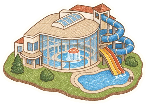 Aquaforum Františkovy Lázně, kreslená vystřihovánka