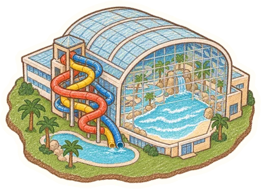 Aquapalace Praha, kreslená vystřihovánka