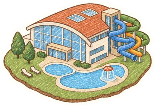Aquapark Uherské Hradiště, kreslená vystřihovánka
