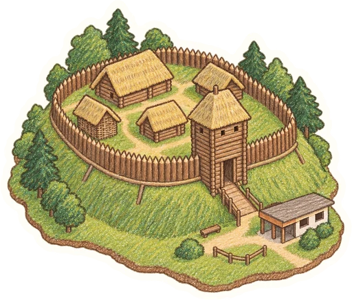 Archeopark Chotěbuz-Podobora, kreslená vystřihovánka