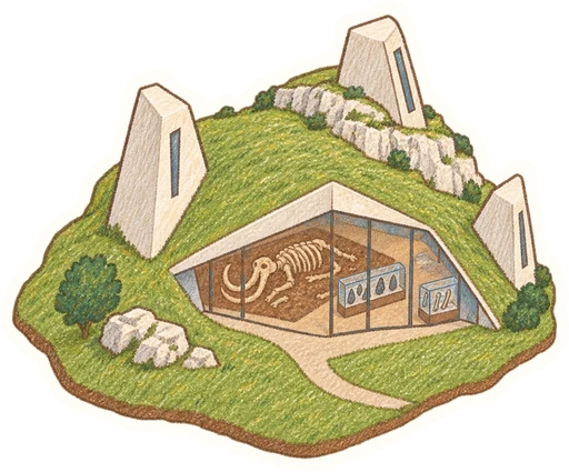 Archeopark Pavlov, kreslená vystřihovánka