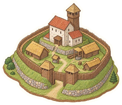 Archeoskanzen Modrá, kreslená vystřihovánka