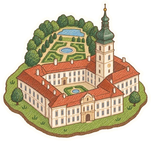 Arcibiskupský zámek Kroměříž, kreslená vystřihovánka