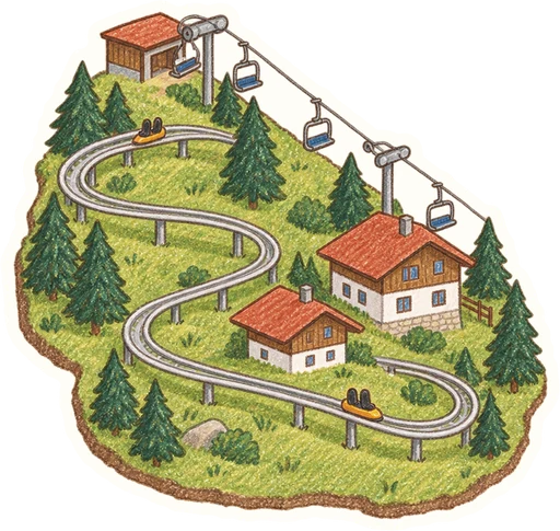 Bobová dráha Rokytnice nad Jizerou (lanovka Horní Domky), kreslená vystřihovánka