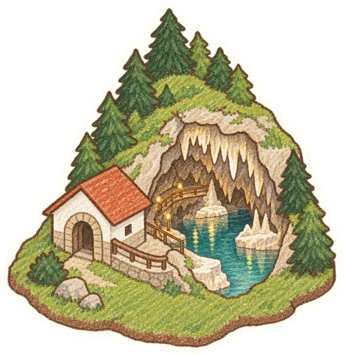 Bozkovské dolomitové jeskyně, kreslená vystřihovánka