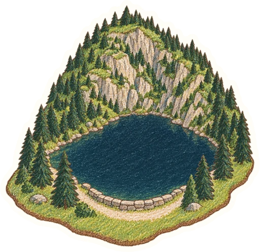 Černé jezero, kreslená vystřihovánka
