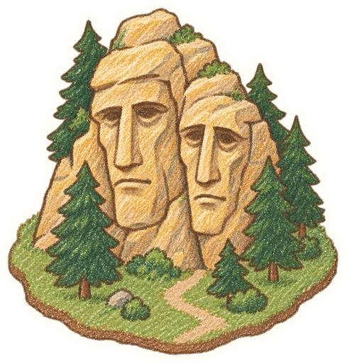 Čertovy hlavy u Želíz, kreslená vystřihovánka