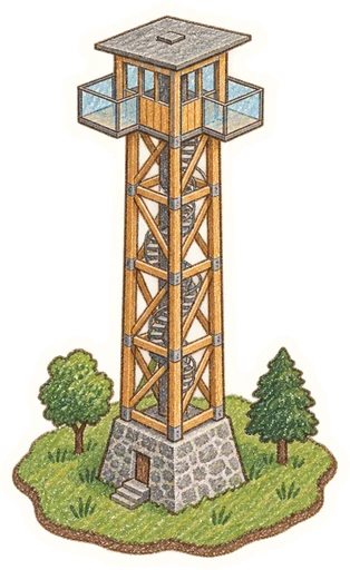 Rozhledna Čížovka, kreslená vystřihovánka