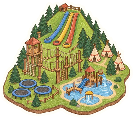 Dětský letní park Na Bílé, kreslená vystřihovánka