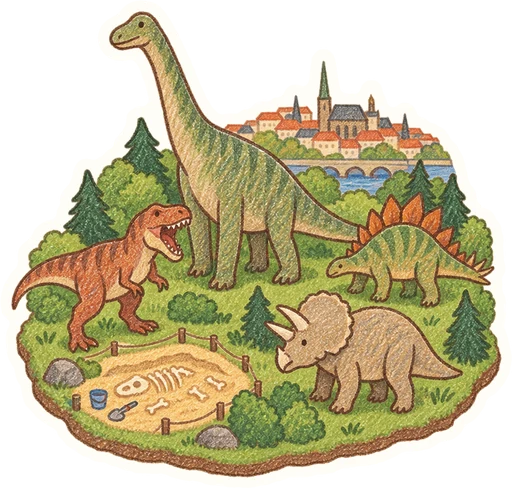 DinoPark Plzeň, kreslená vystřihovánka