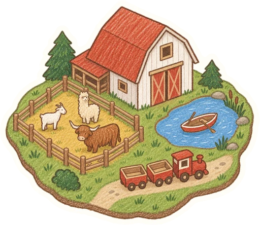 Farmapark Soběhrdy, kreslená vystřihovánka