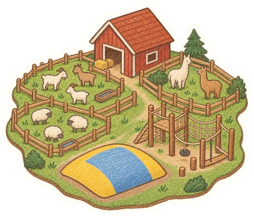 Farmapark u Toma, kreslená vystřihovánka
