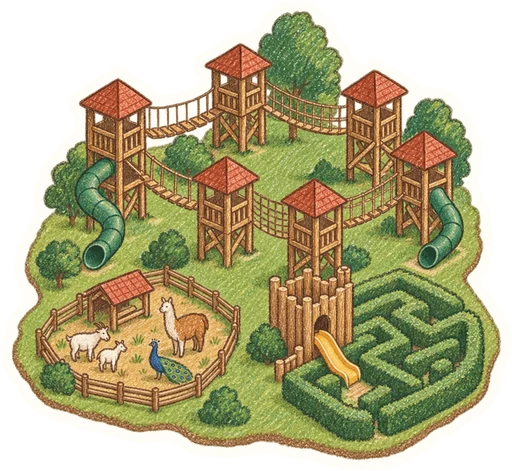 Hobbypark Bohumín s Mauglího stezkou, kreslená vystřihovánka