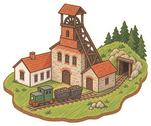 Hornické muzeum Krásno, kreslená vystřihovánka