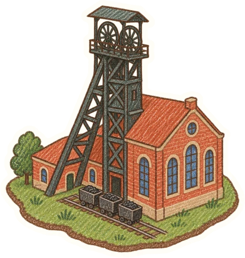Hornický skanzen Mayrau, kreslená vystřihovánka