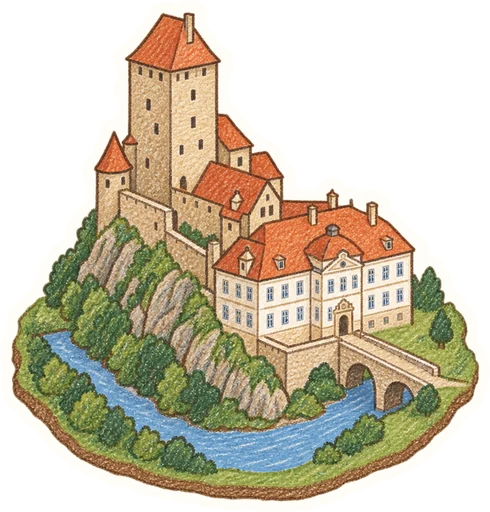 Státní hrad a zámek Bečov nad Teplou, kreslená vystřihovánka