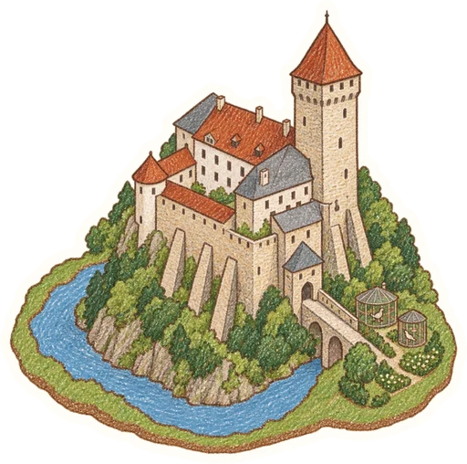 Hrad Bítov, kreslená vystřihovánka