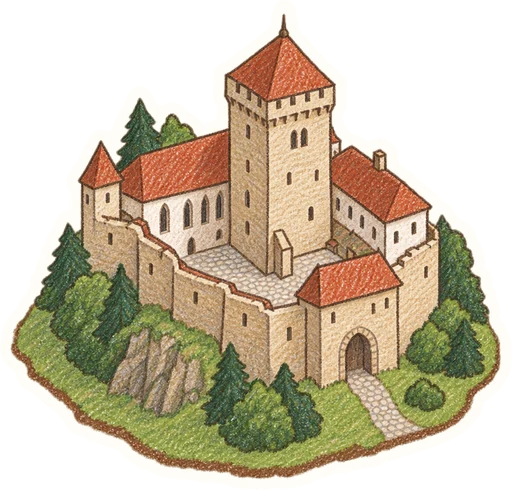 Hrad Buchlov, kreslená vystřihovánka