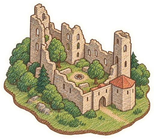 Hrad Cimburk u Koryčan, kreslená vystřihovánka