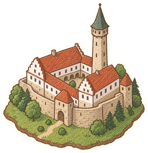 Hrad Grabštejn, kreslená vystřihovánka