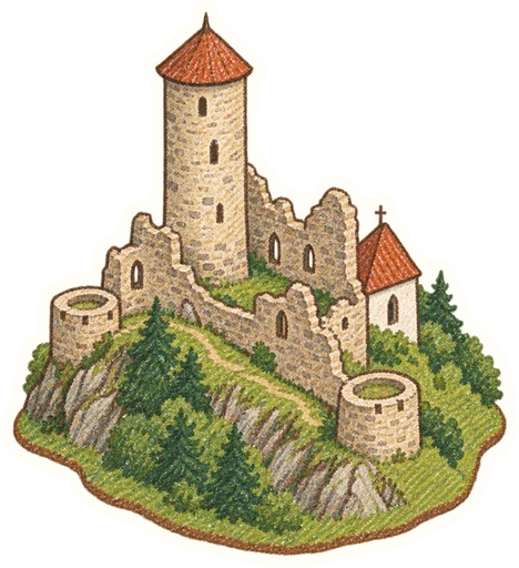 Hrad Hasištejn, kreslená vystřihovánka