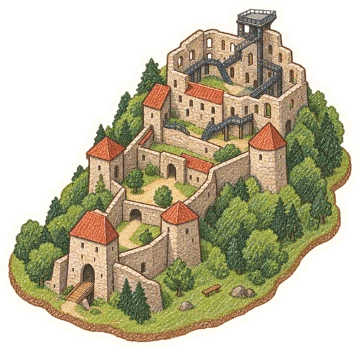 Hrad Helfštýn, kreslená vystřihovánka
