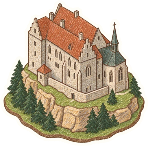 Hrad Houska, kreslená vystřihovánka