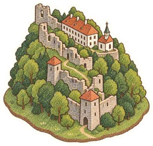 Hrad Hukvaldy, kreslená vystřihovánka