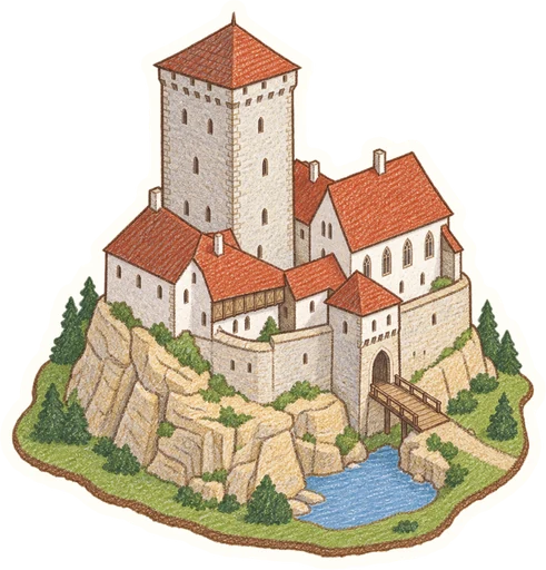 Hrad Kost, kreslená vystřihovánka