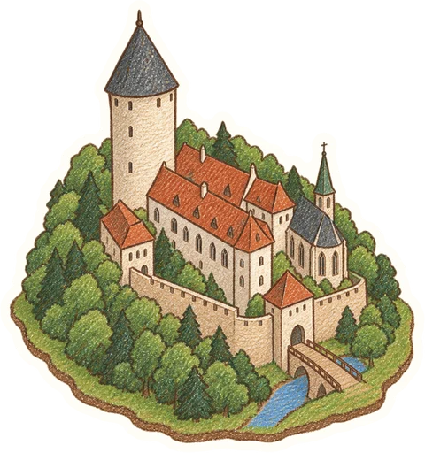 Hrad Křivoklát, kreslená vystřihovánka