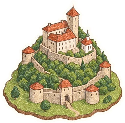 Hrad Kunětická hora, kreslená vystřihovánka