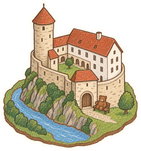 Hrad Ledeč nad Sázavou, kreslená vystřihovánka