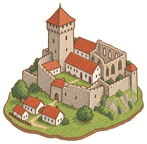 Státní hrad Lipnice nad Sázavou, kreslená vystřihovánka