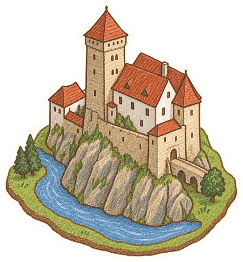 Hrad Loket, kreslená vystřihovánka