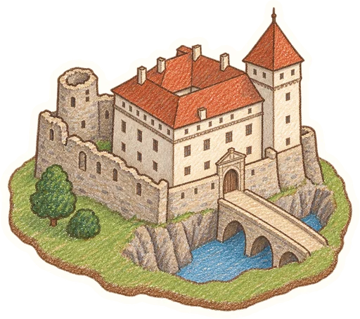 Hrad Pecka, kreslená vystřihovánka