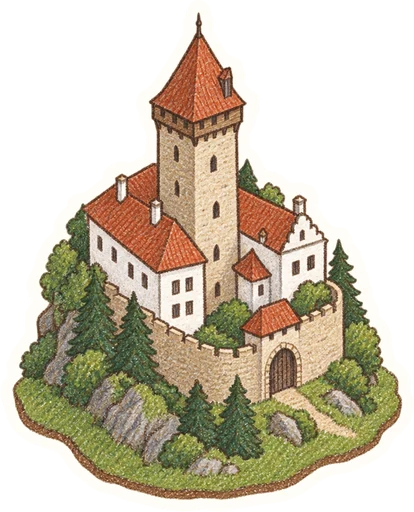 Hrad Roštejn, kreslená vystřihovánka