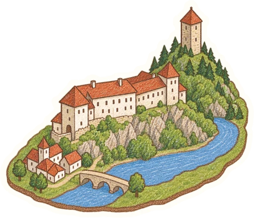 Hrad Rožmberk, kreslená vystřihovánka