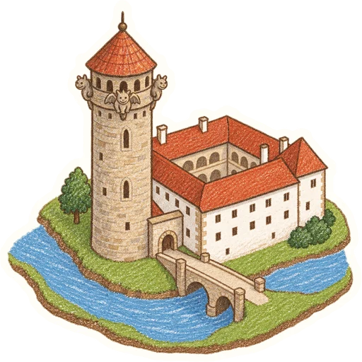 Hrad Strakonice a Muzeum středního Pootaví, kreslená vystřihovánka