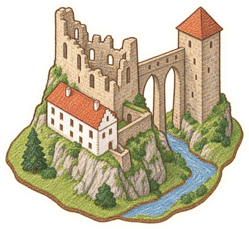Hrad Velhartice, kreslená vystřihovánka