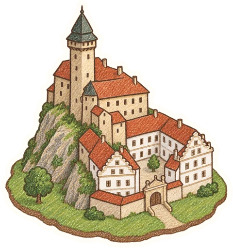Hrad a zámek Frýdlant, kreslená vystřihovánka