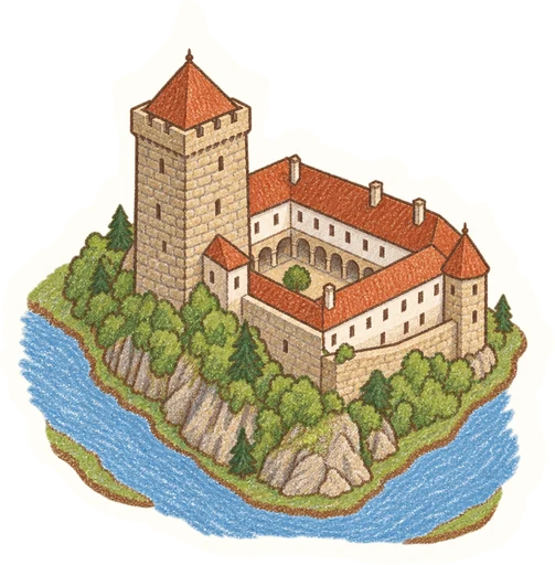 Hrad Zvíkov, kreslená vystřihovánka