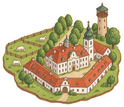 Národní hřebčín Kladruby nad Labem, kreslená vystřihovánka