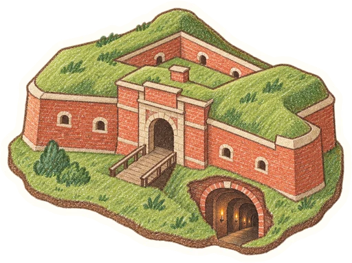 Pevnost Josefov – Bastion I a podzemí, kreslená vystřihovánka