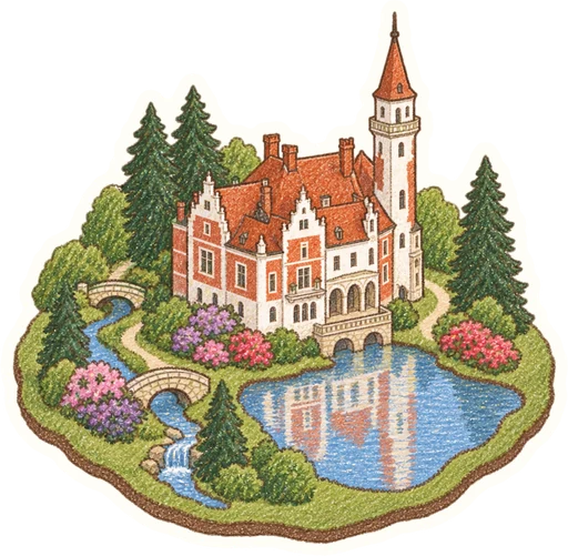 Průhonický park a zámek, kreslená vystřihovánka