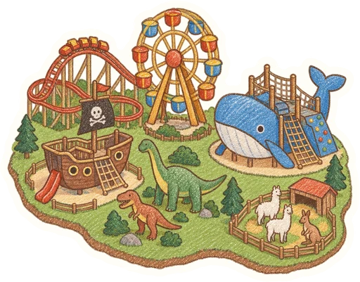 Skalka family park, kreslená vystřihovánka