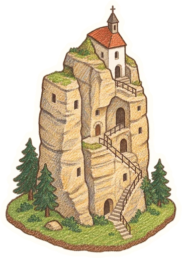 Skalní hrad Sloup, kreslená vystřihovánka