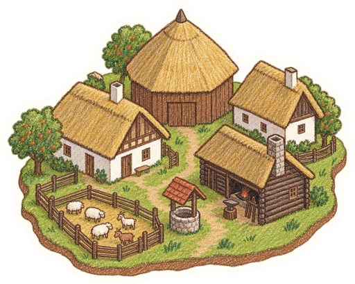 Muzeum lidových staveb v Kouřimi (skanzen), kreslená vystřihovánka