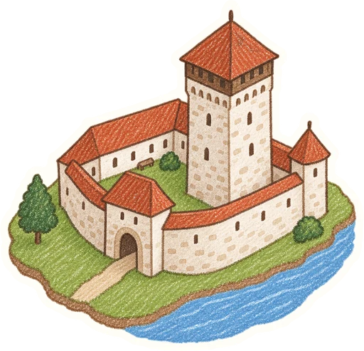 Slezskoostravský hrad, kreslená vystřihovánka