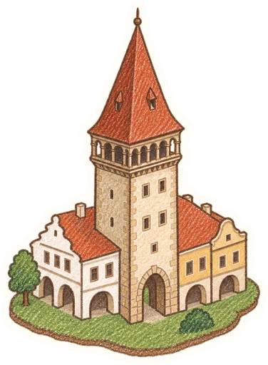 Valdická brána v Jičíně, kreslená vystřihovánka