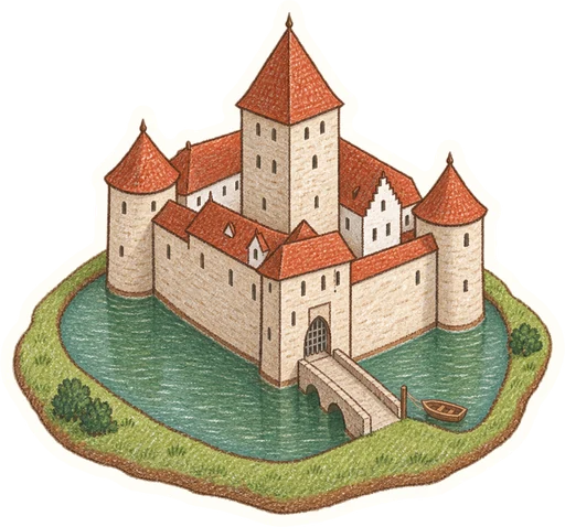 Vodní hrad Švihov, kreslená vystřihovánka